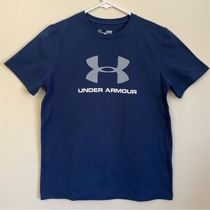 Under Armour Heat Gear T-shirt Blue Gray Youth‎ Boys Size Large